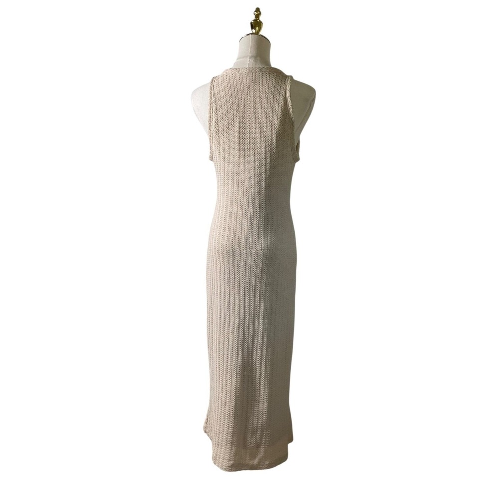 Chelsea & Violet Womens Beige Crochet Knit Sleeveless Maxi Dress Boho Coastal S - Picture 4 of 11